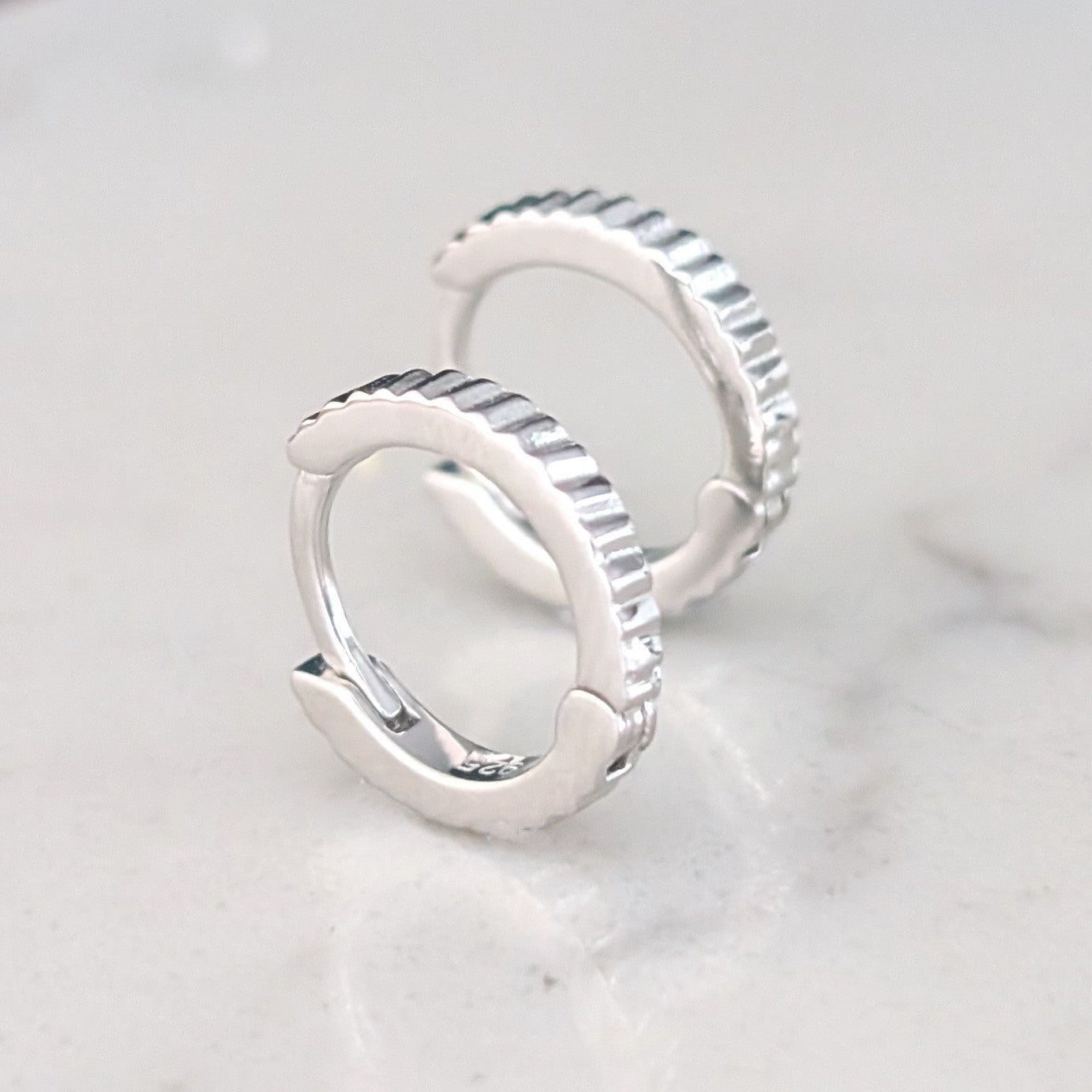 sterling silver textured hoop earrings