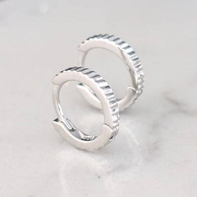 sterling silver textured hoop earrings