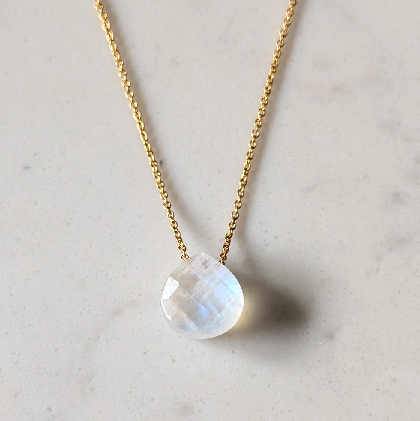 gold moonstone June birthstone necklace
