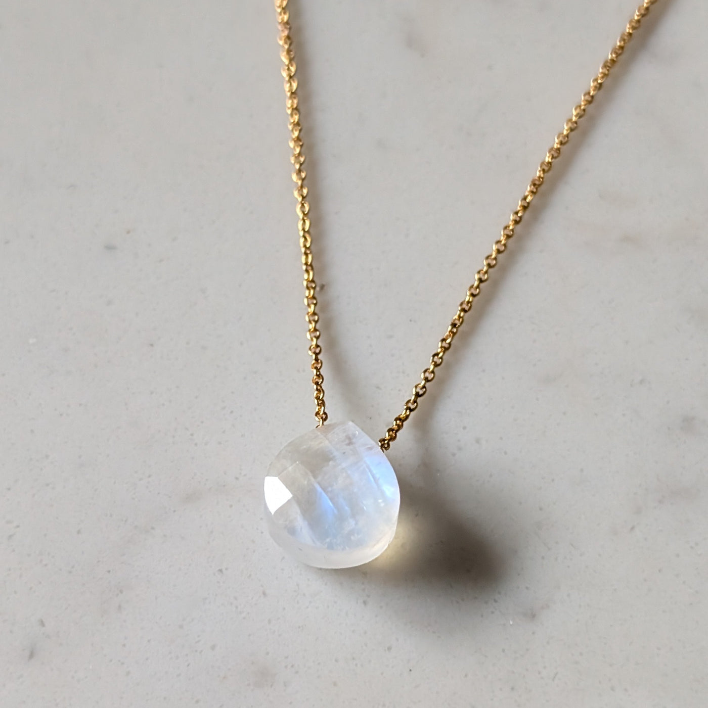 gold moonstone June birthstone necklace
