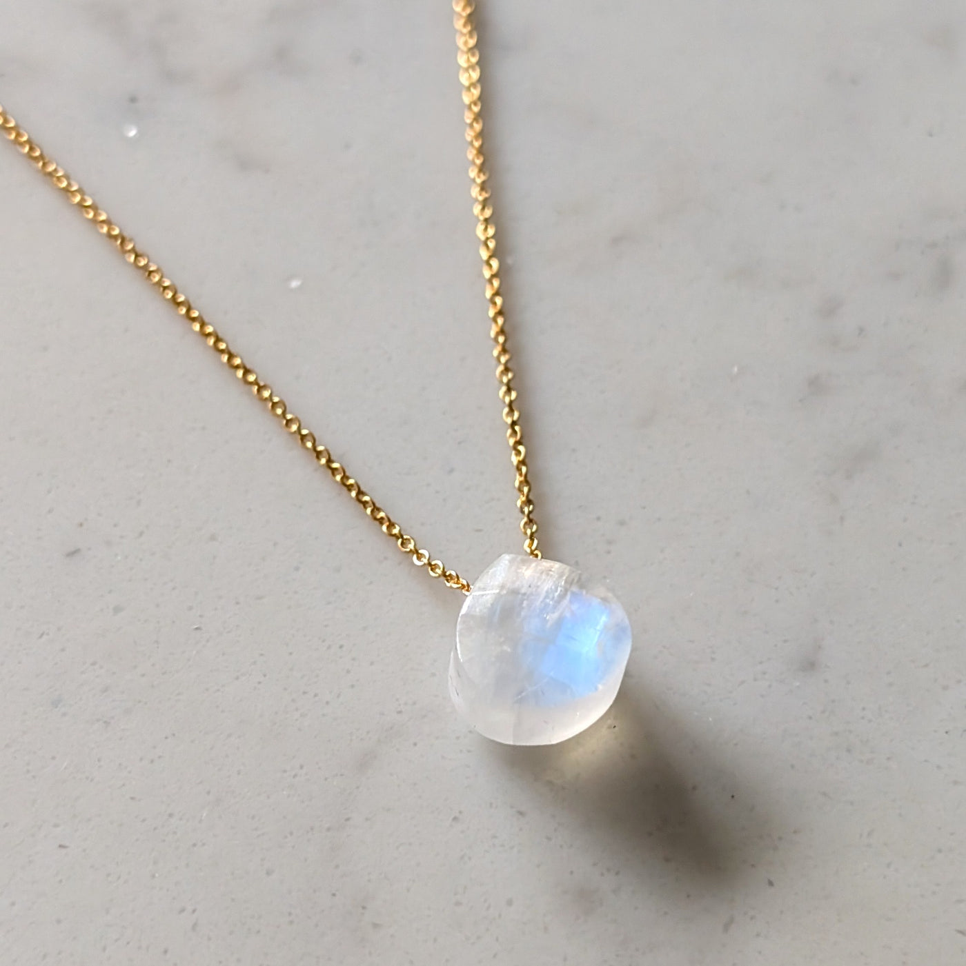 gold moonstone June birthstone necklace
