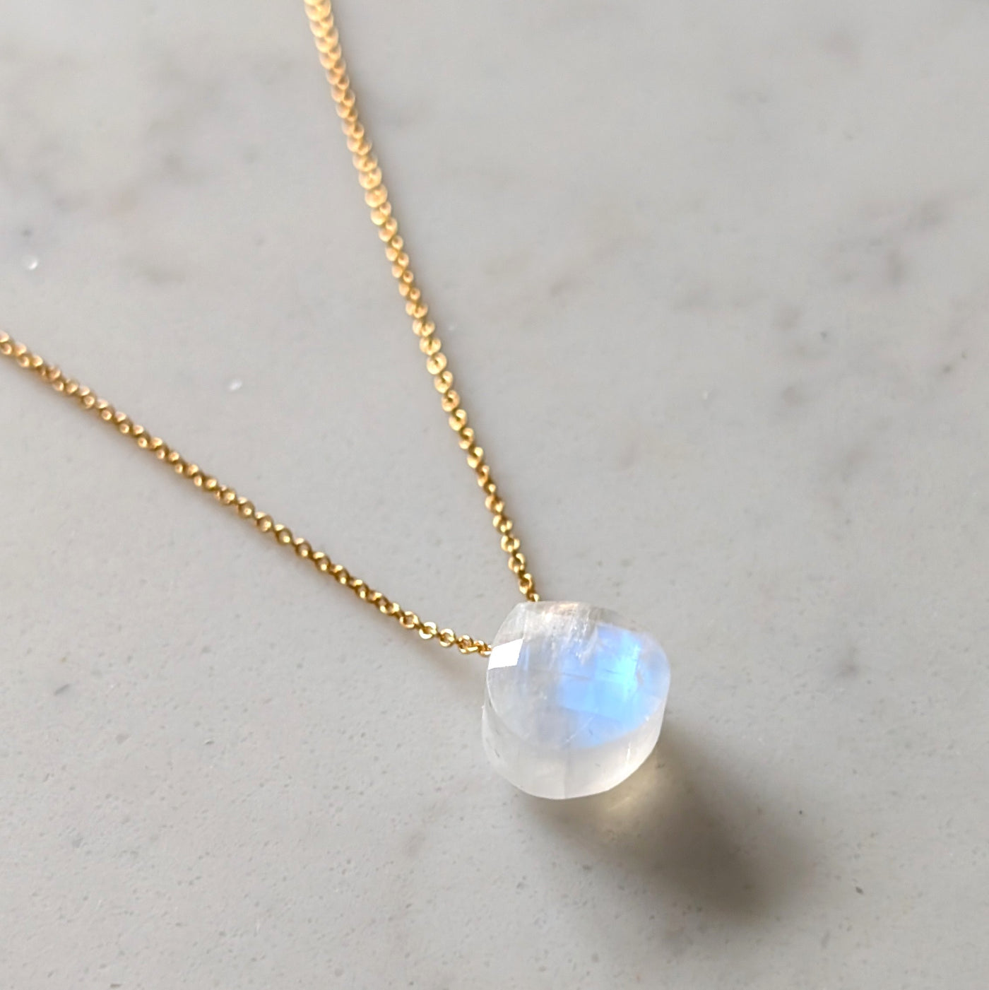 gold moonstone June birthstone necklace
