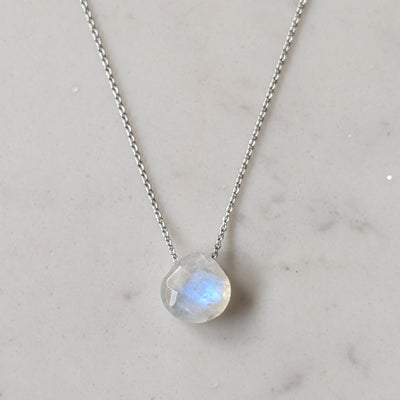 silver moonstone June birthstone necklace