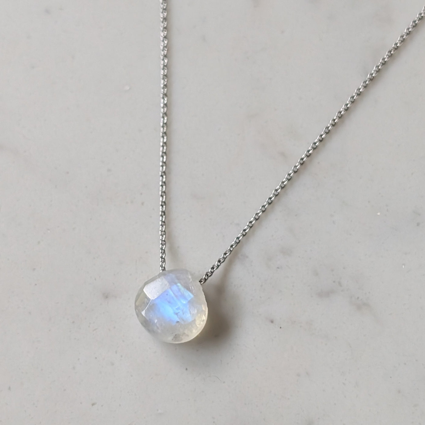 silver moonstone June birthstone necklace