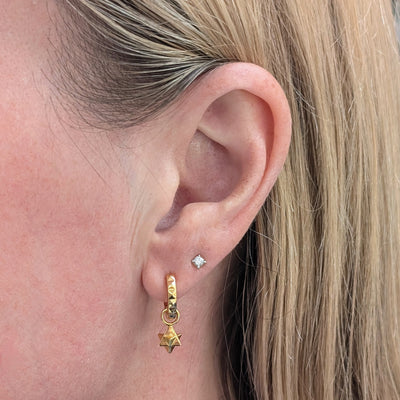 18 carat gold plated tetrahedron star hoop earrings