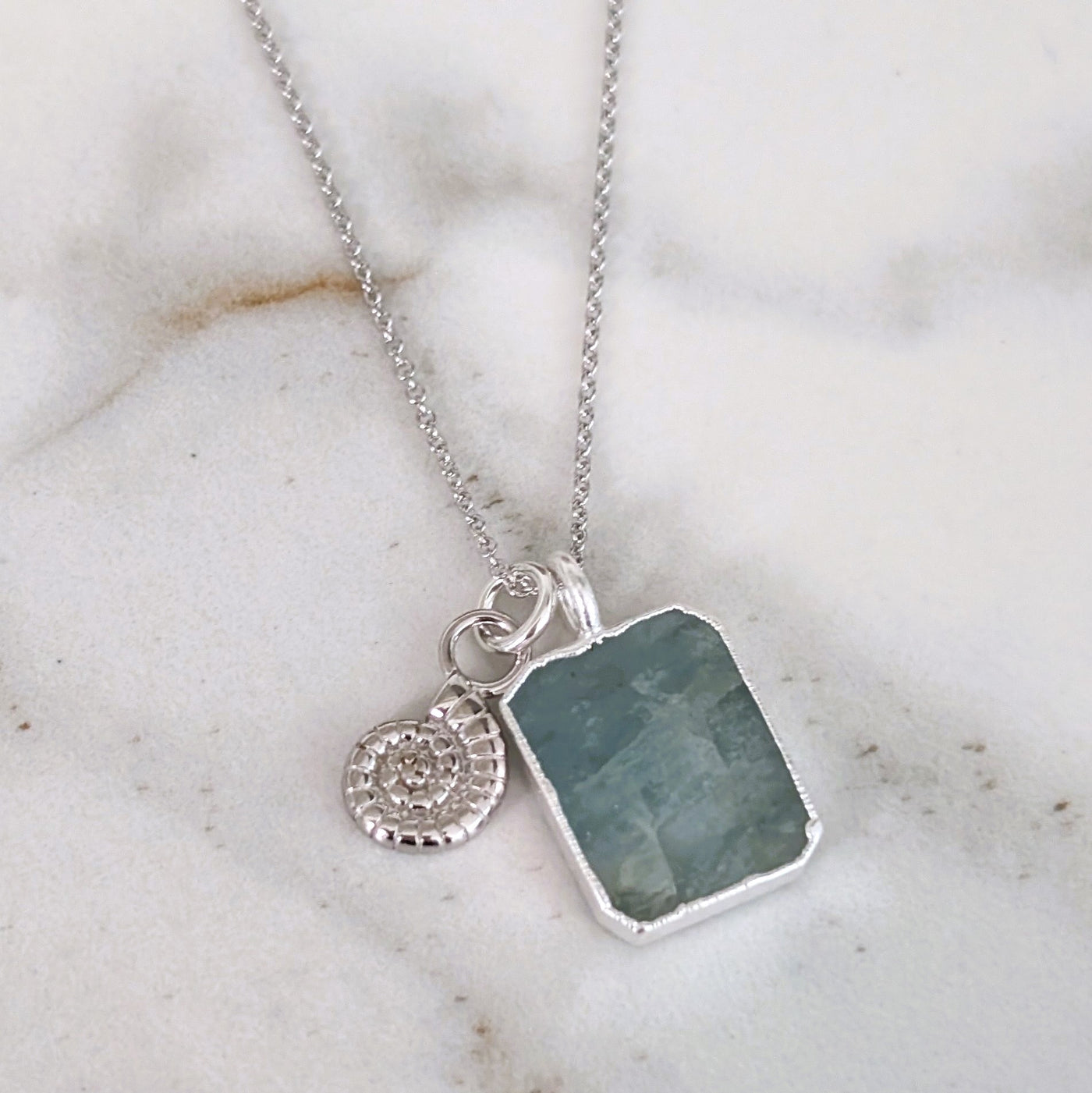 sterling silver aquamarine pendant necklace