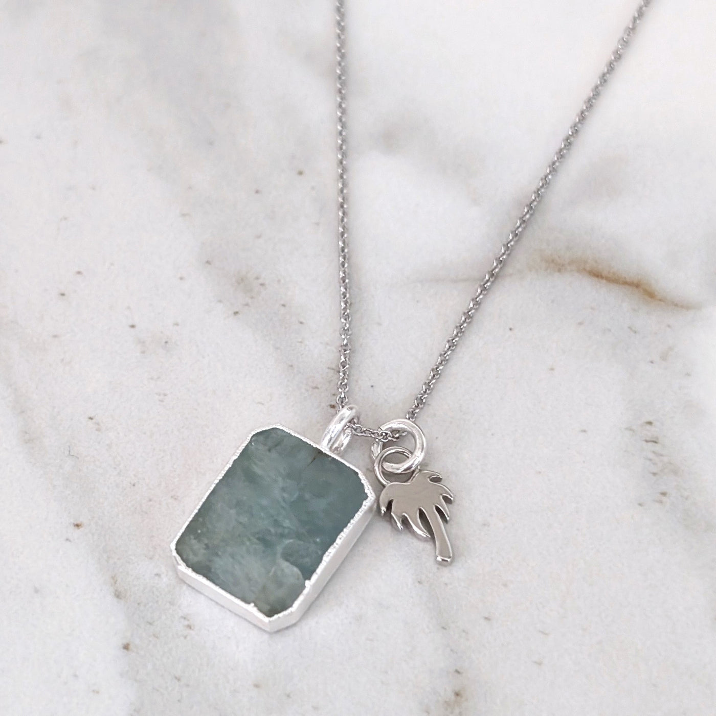 sterling silver aquamarine pendant necklace