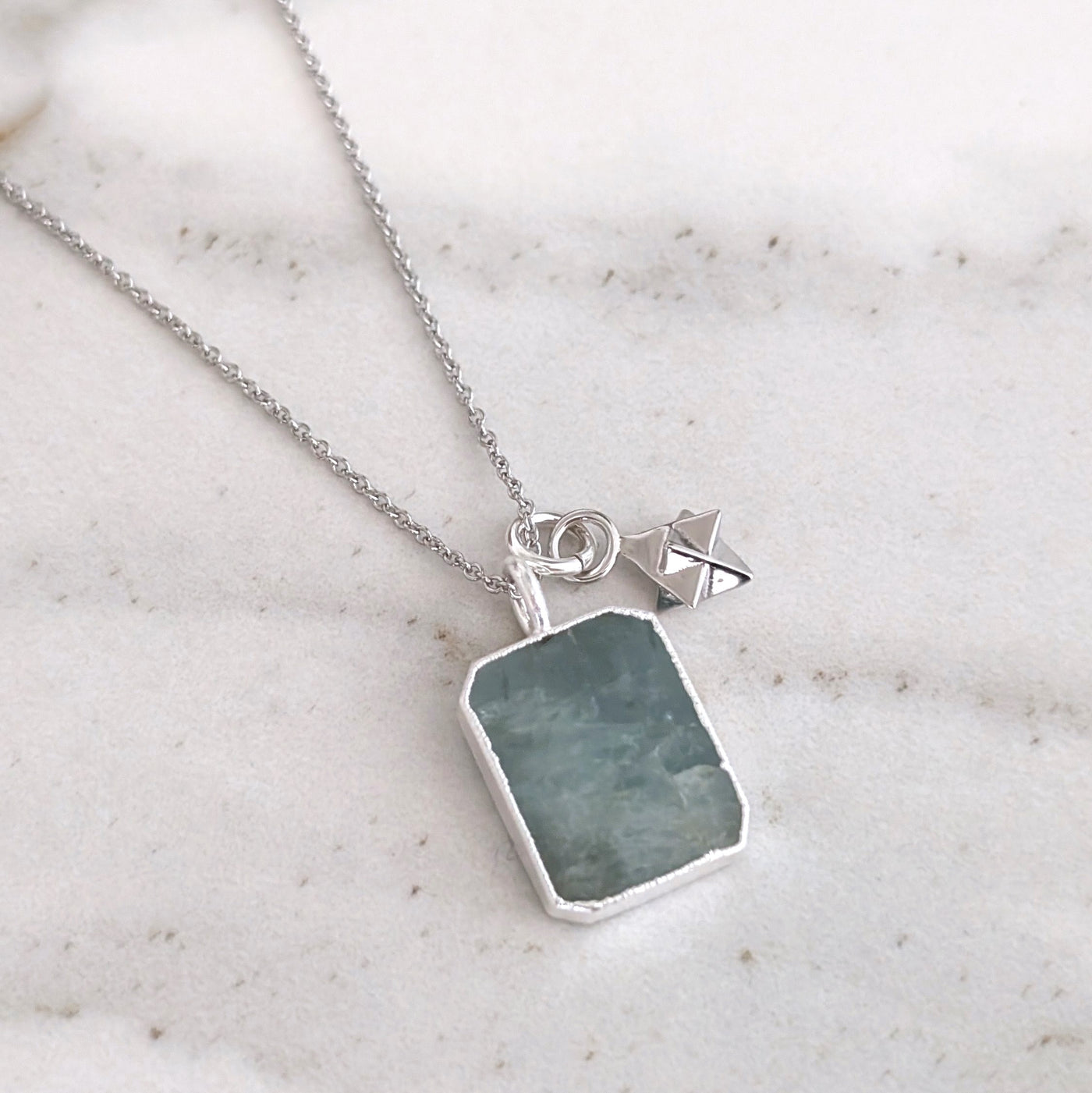 sterling silver aquamarine pendant necklace