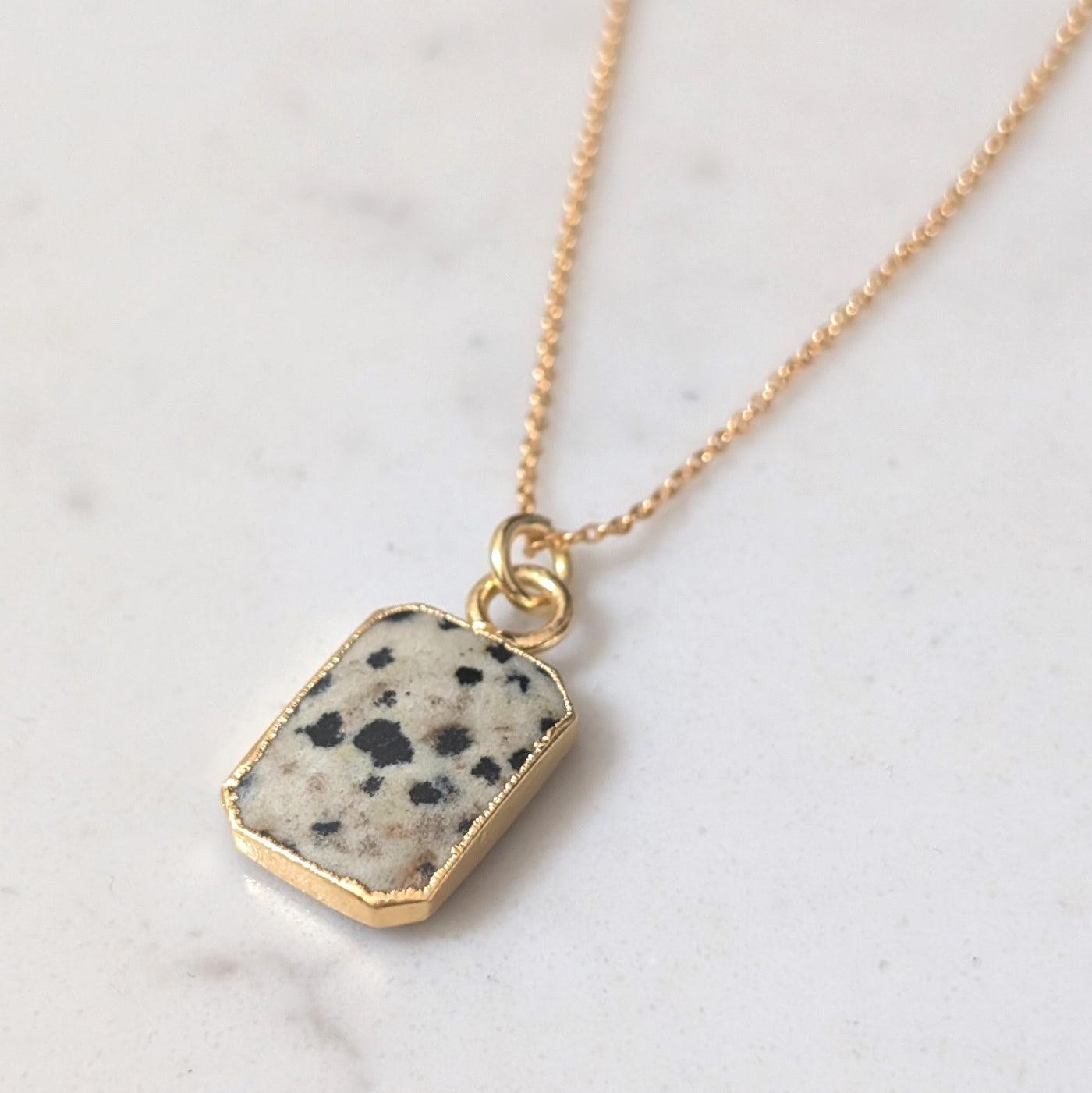 dalmatian jasper gold pendant necklace