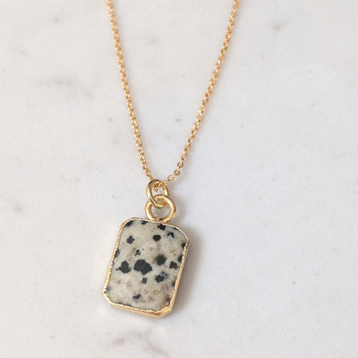 dalmatian jasper gold pendant necklace