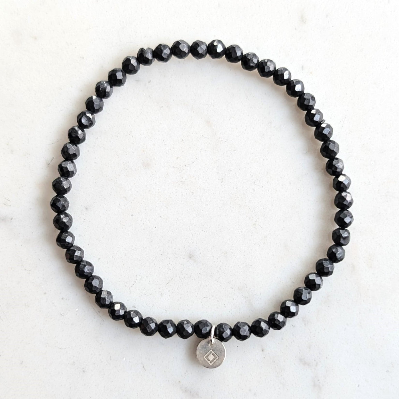 4mm faceted shungite bracelet