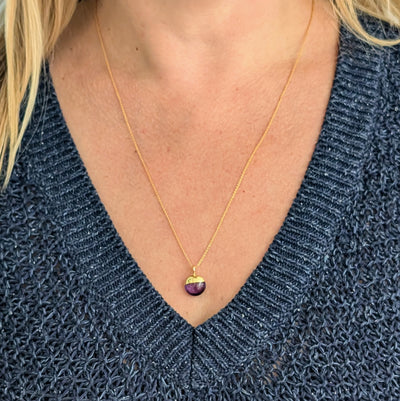 gold amethyst birthstone necklace