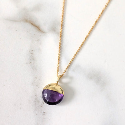 gold amethyst birthstone necklace