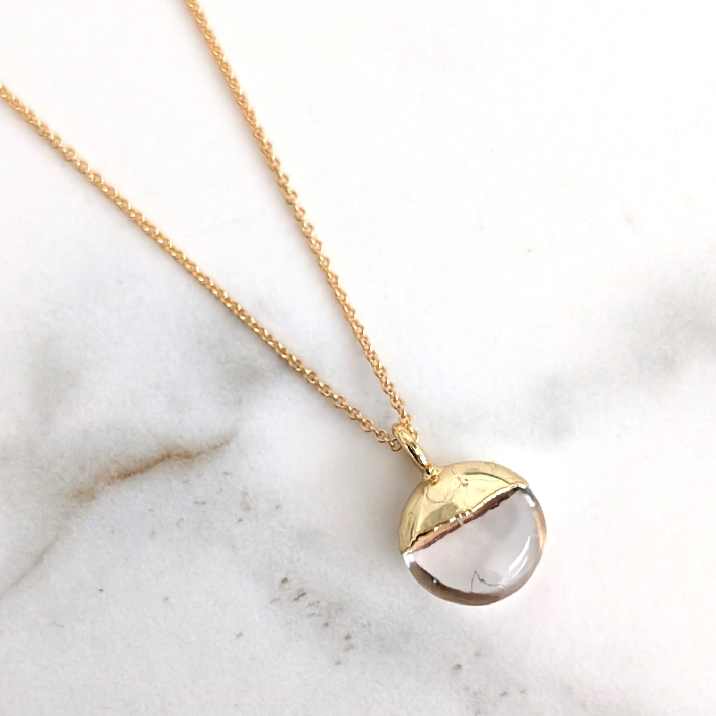 clear quartz April birthstone necklace