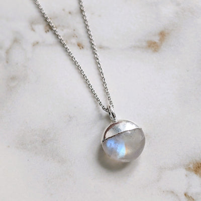 sterling silver moonstone June birthstone necklace