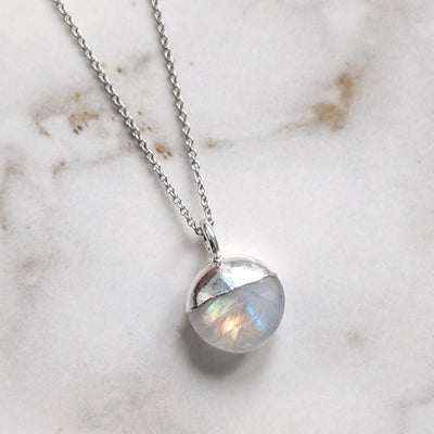 sterling silver moonstone June birthstone necklace