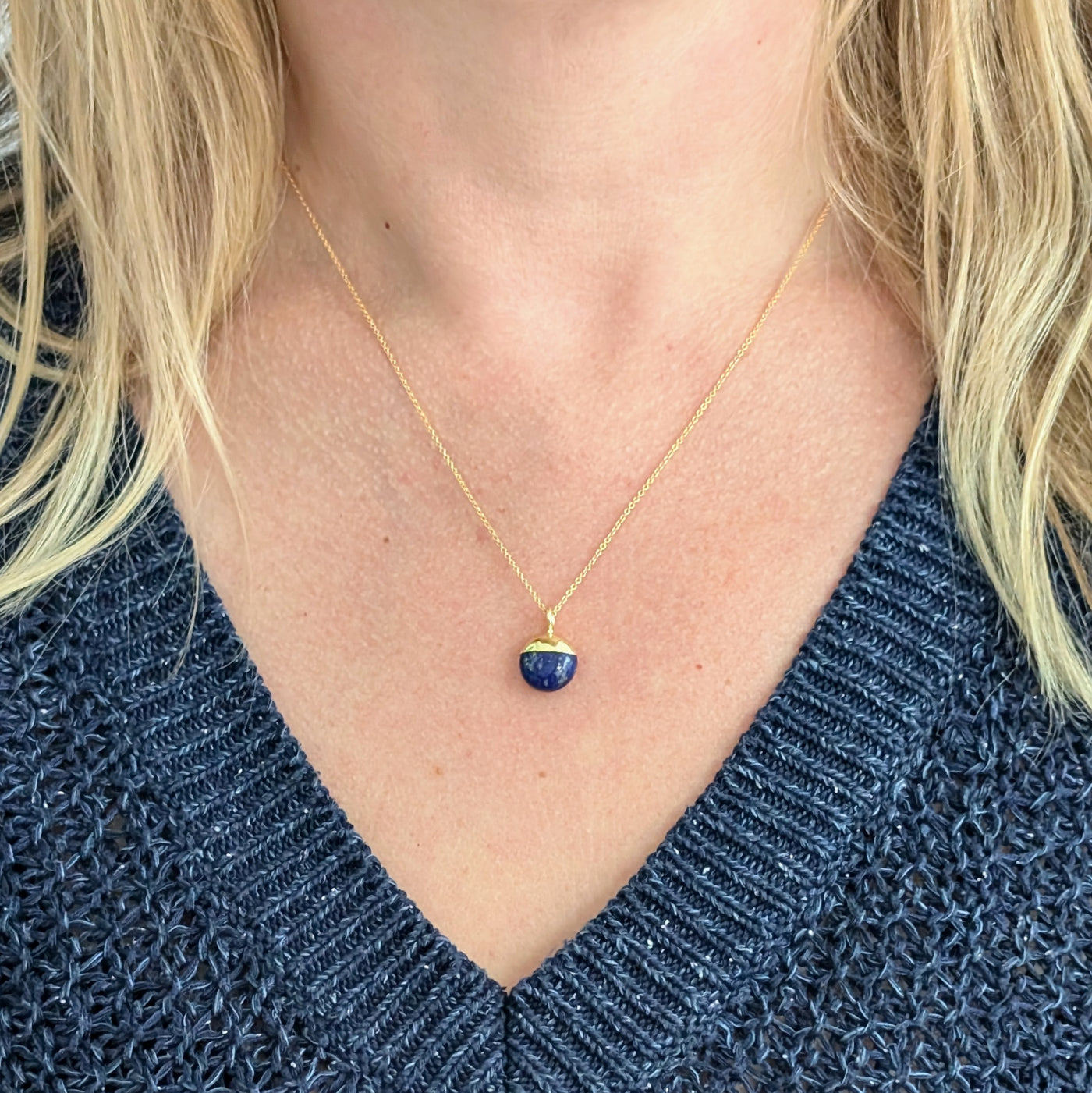 lapis lazuli September birthstone pendant necklace