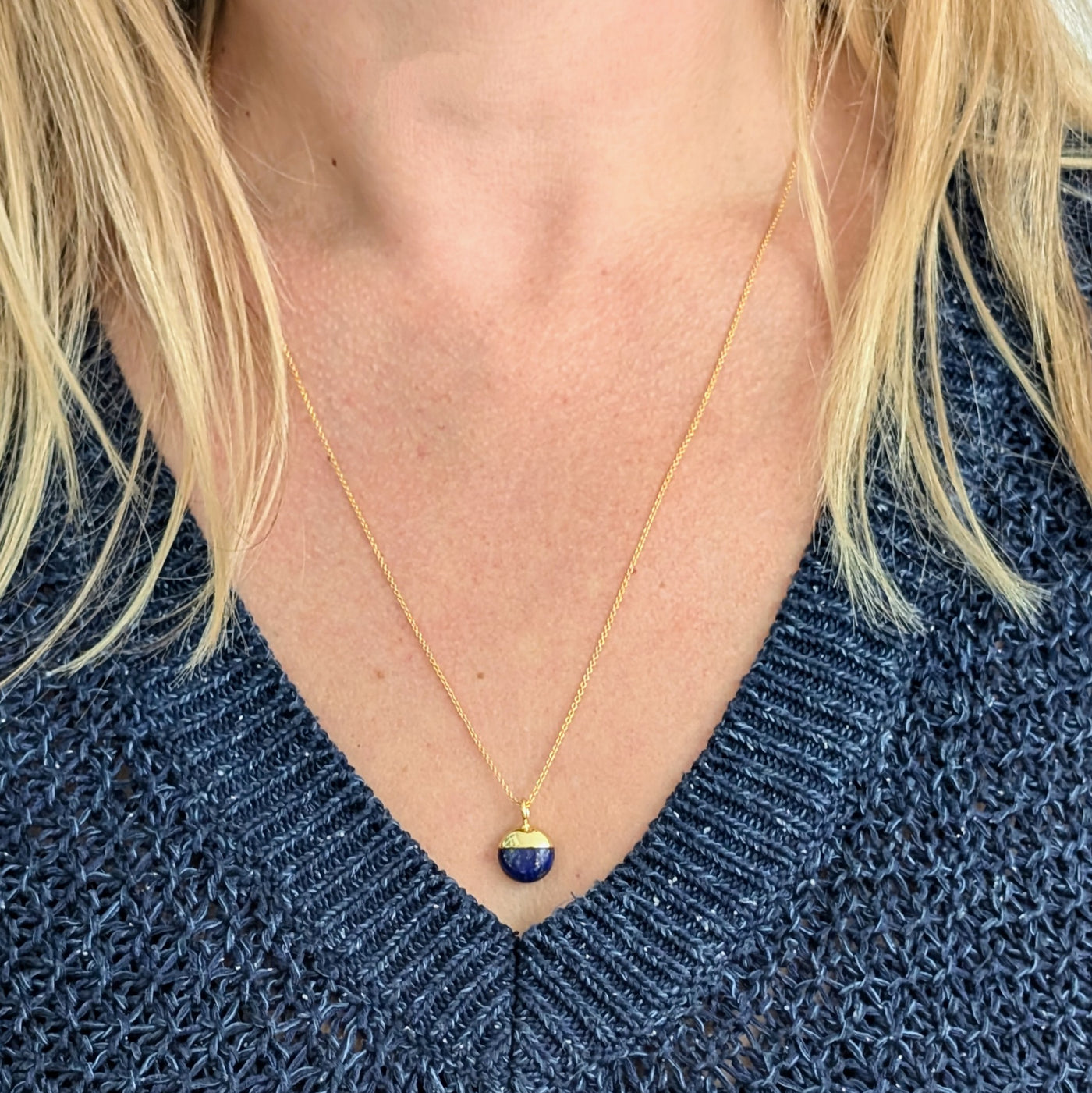 lapis lazuli September birthstone pendant necklace