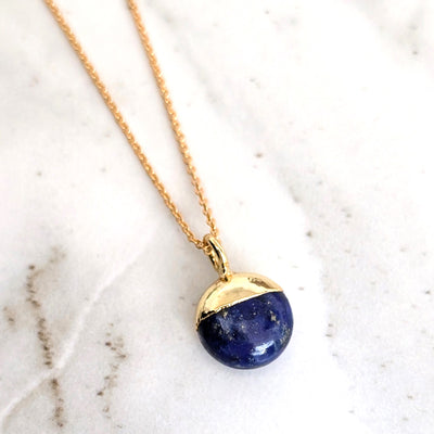 gold lapis lazuli September birthstone necklace 