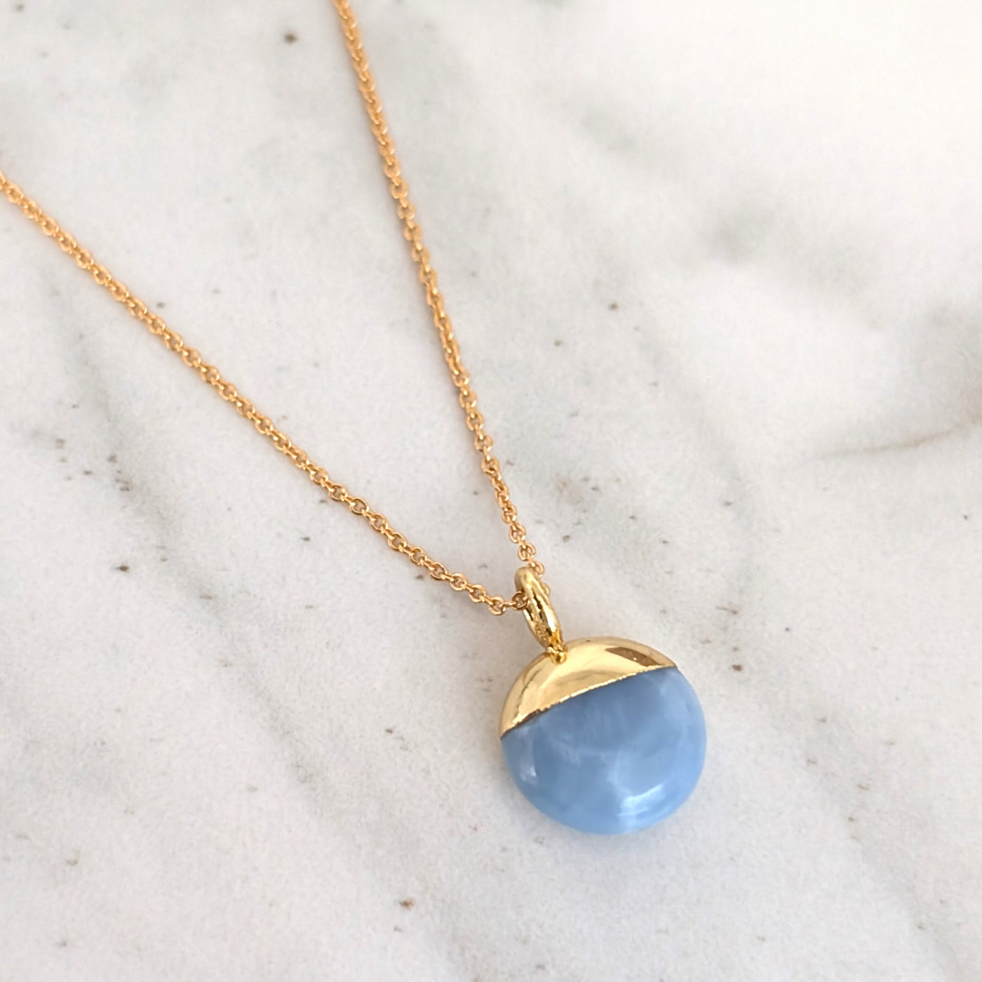 blue opal October birthstone pendant necklace 