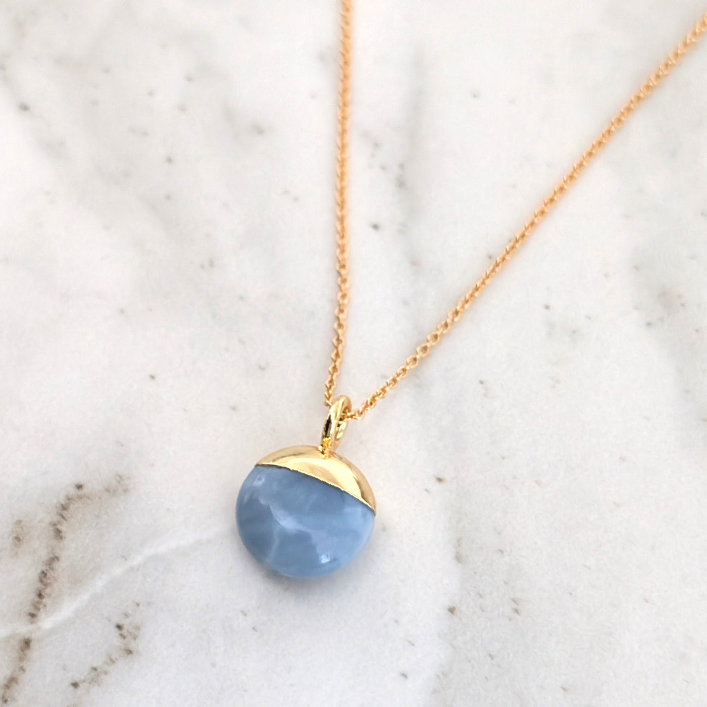 blue opal October birthstone pendant necklace 