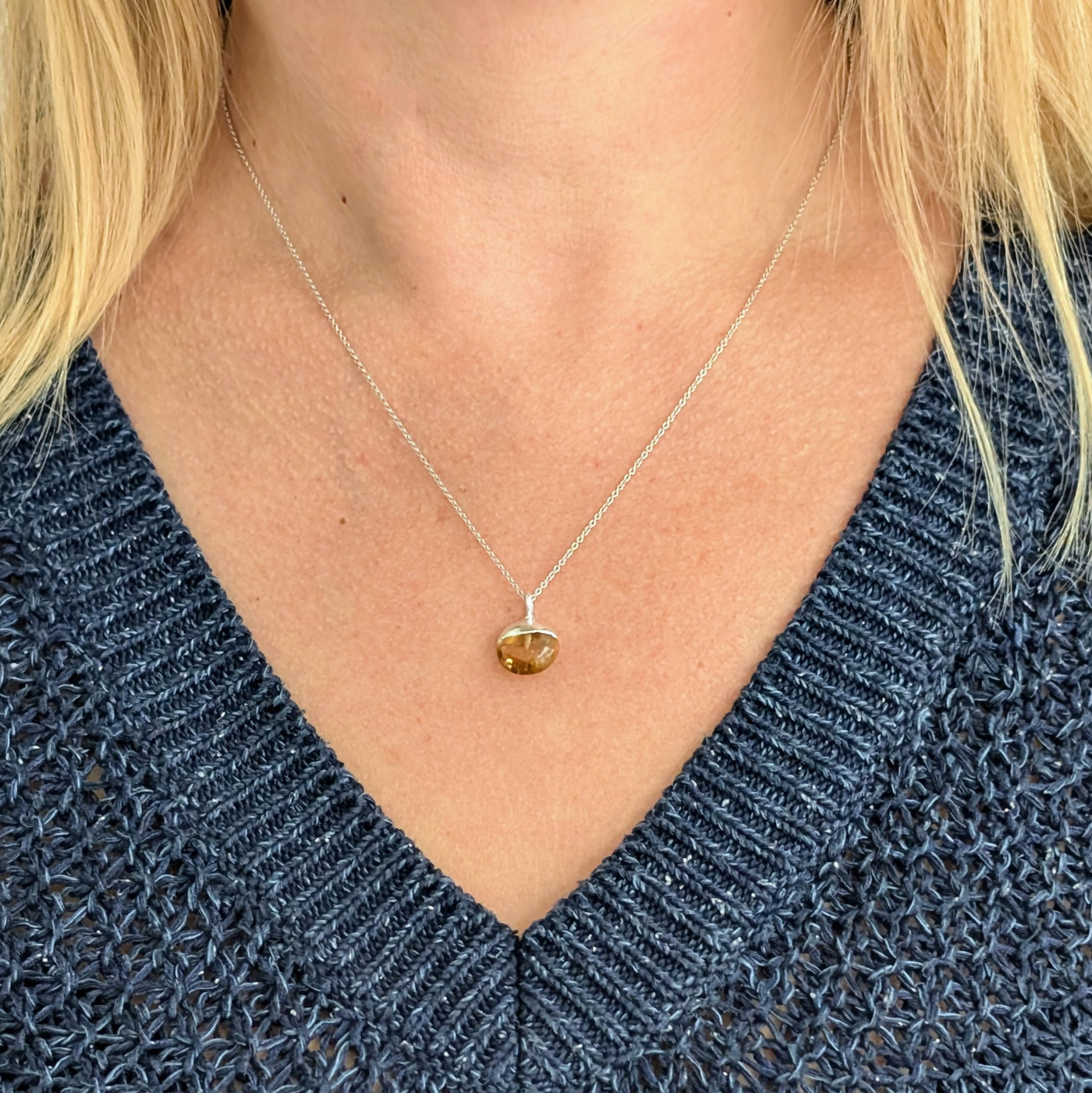 sterling silver citrine November birthstone necklace 