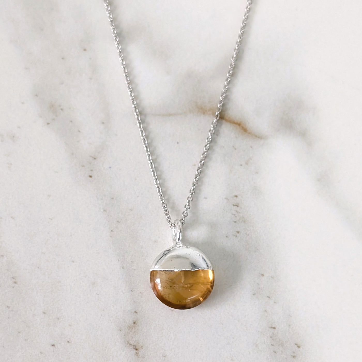 sterling silver citrine November birthstone necklace 