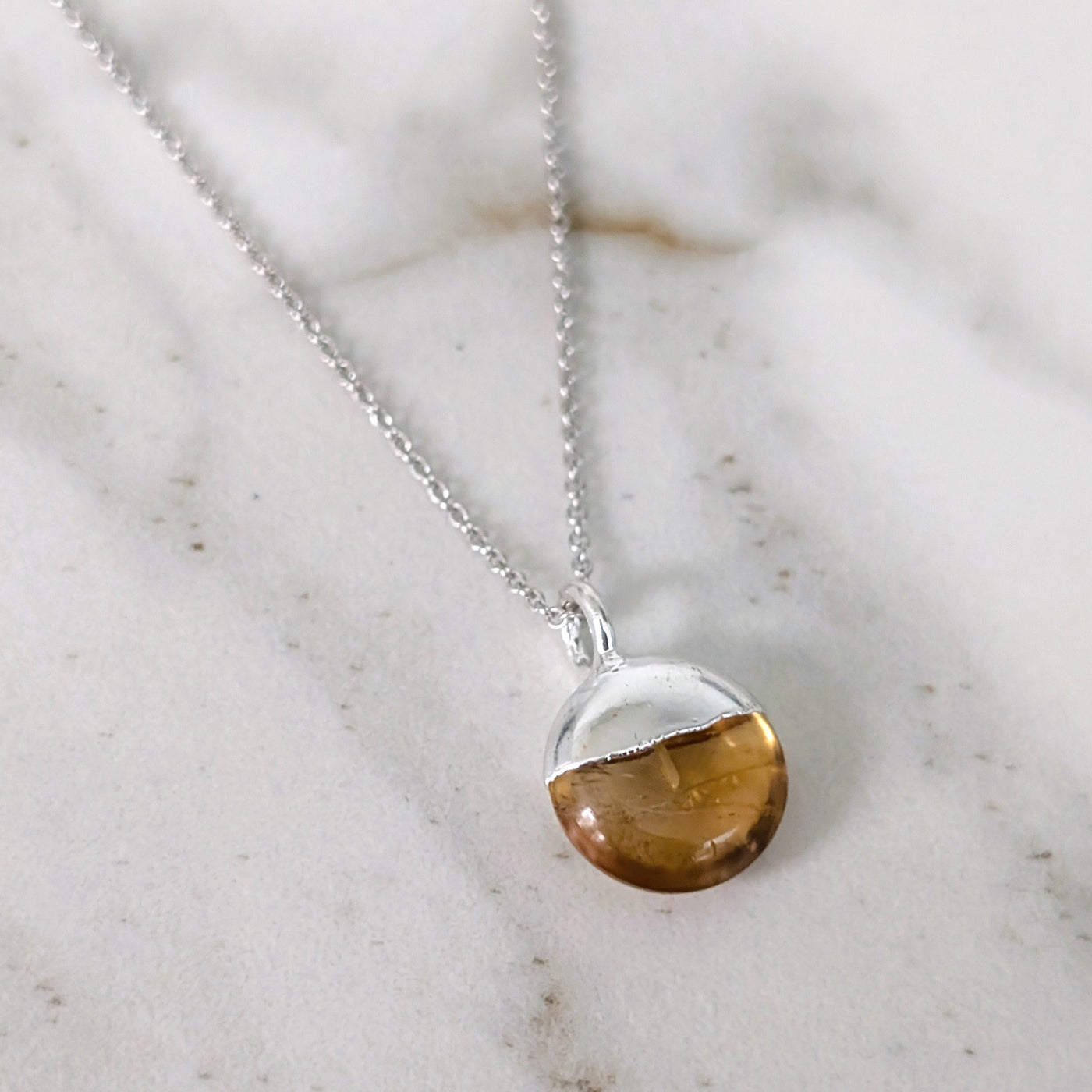 sterling silver citrine November birthstone necklace 