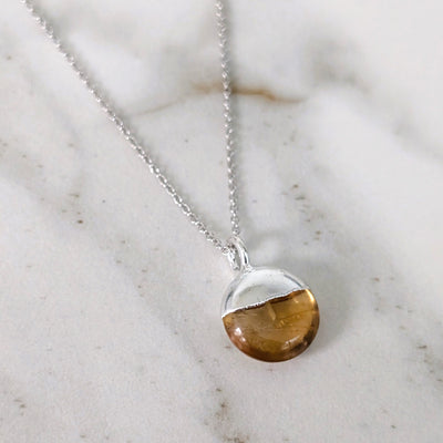 sterling silver citrine November birthstone necklace 