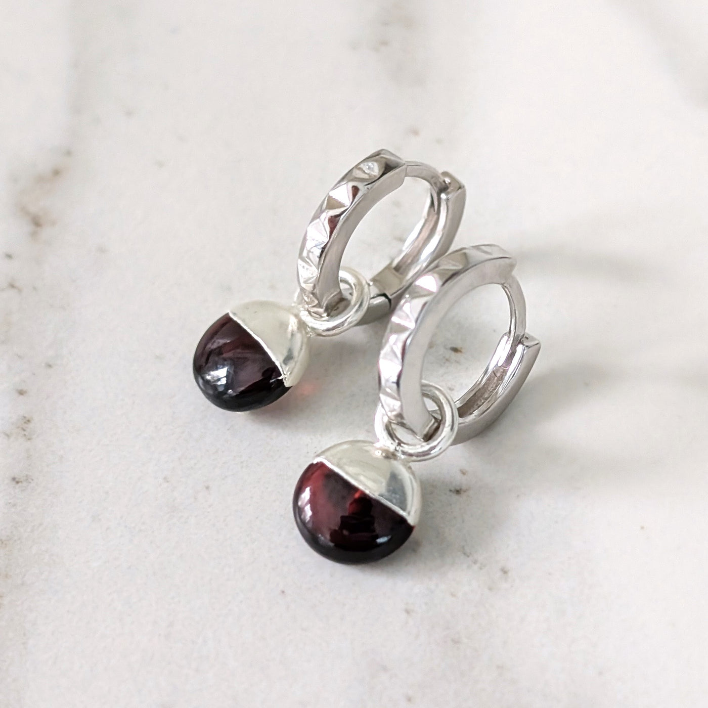 sterling silver garnet January birthstone earrings 