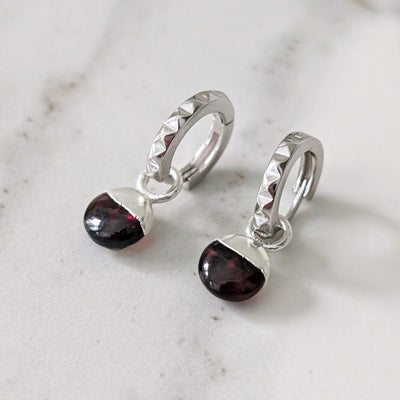 sterling silver garnet January birthstone earrings 