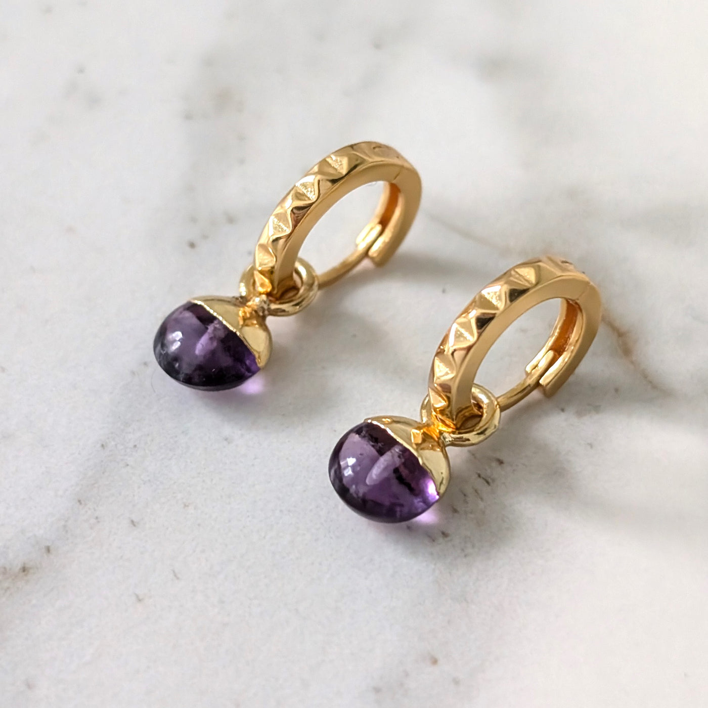 The Orb Amethyst February Birthstone Earrings  | Calm & Protection