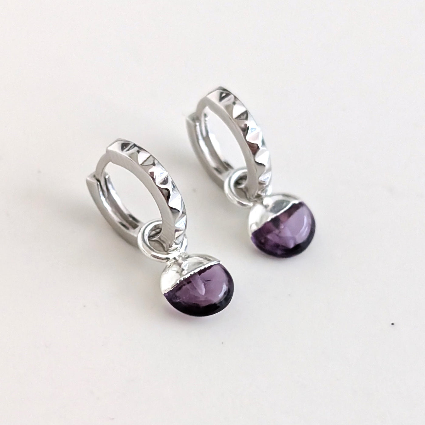 silver amethyst February birthstone earrings 