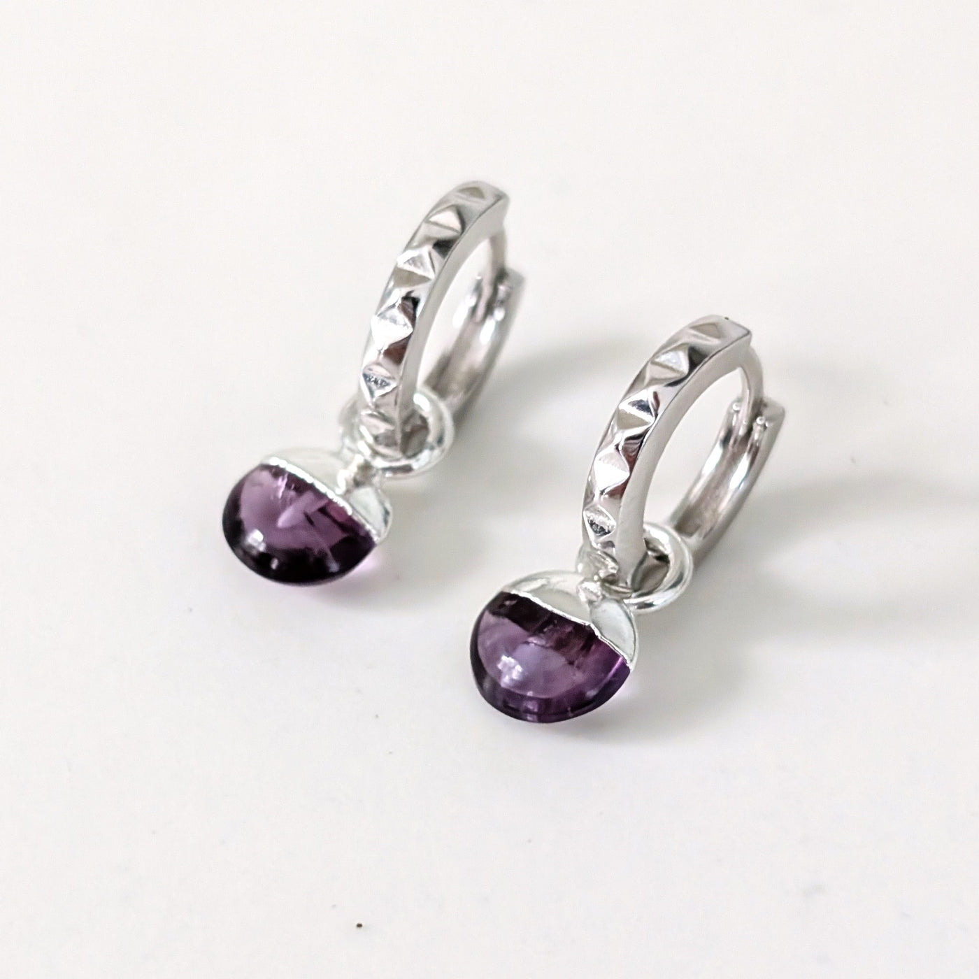 silver amethyst February birthstone earrings 