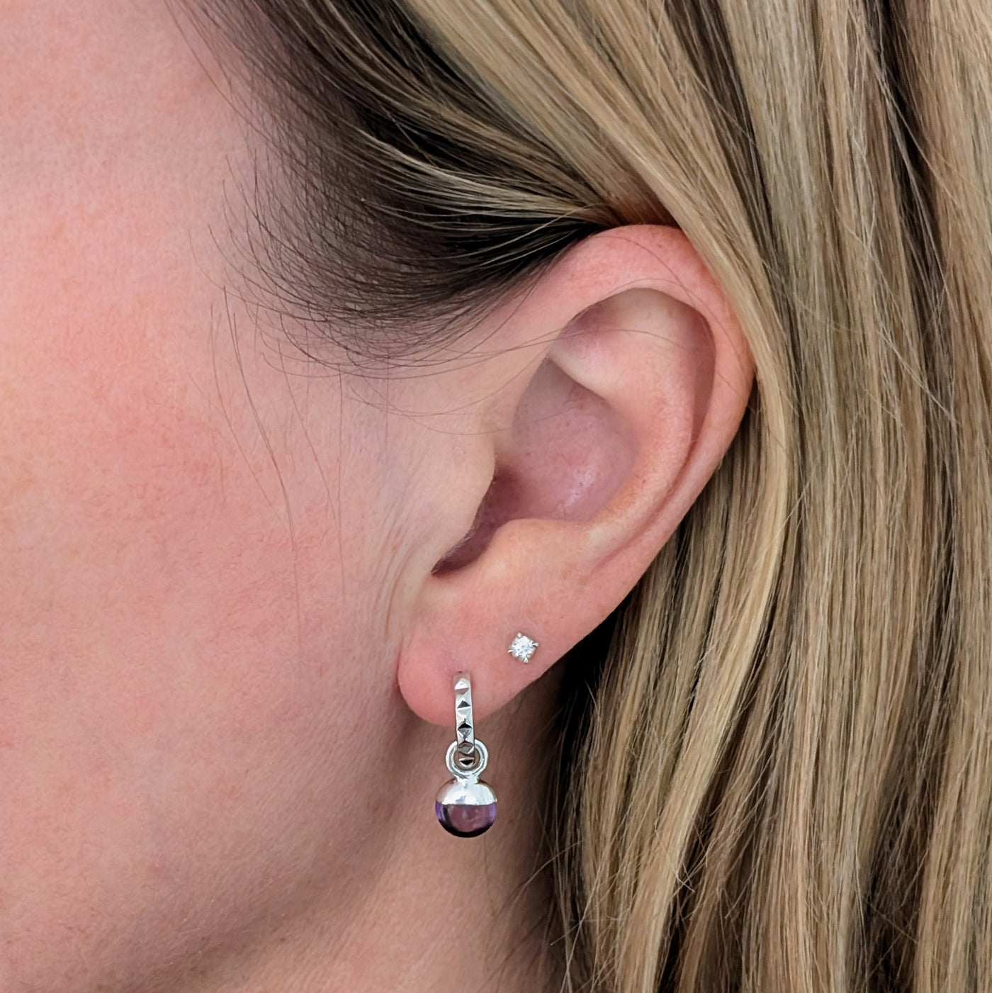 silver amethyst February birthstone earrings 