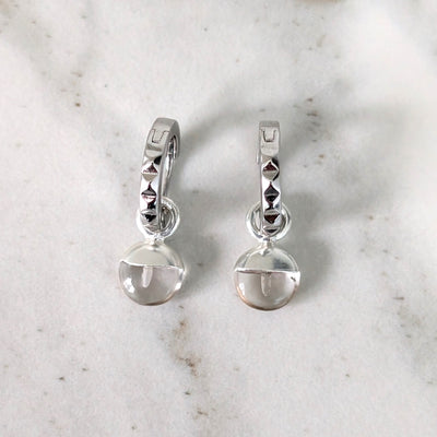 silver clear quartz April birthstone earrings