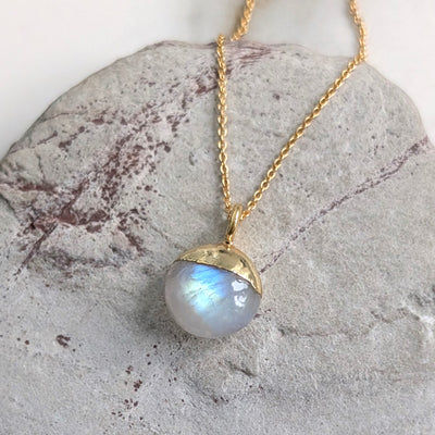 gold moonstone June birthstone pendant necklace