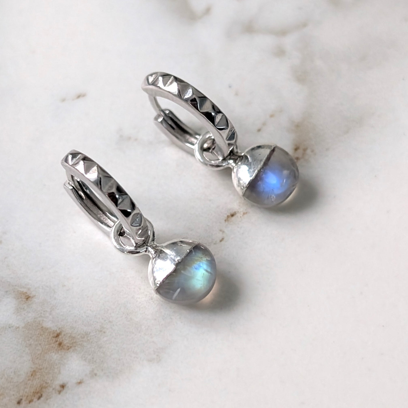 sterling silver moonstone June birthstone earrings 