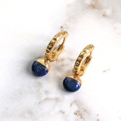 gold lapis lazuli September birthstone earrings 