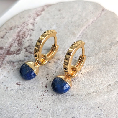 gold lapis lazuli September birthstone earrings 