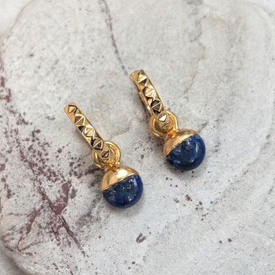 gold lapis lazuli September birthstone earrings 