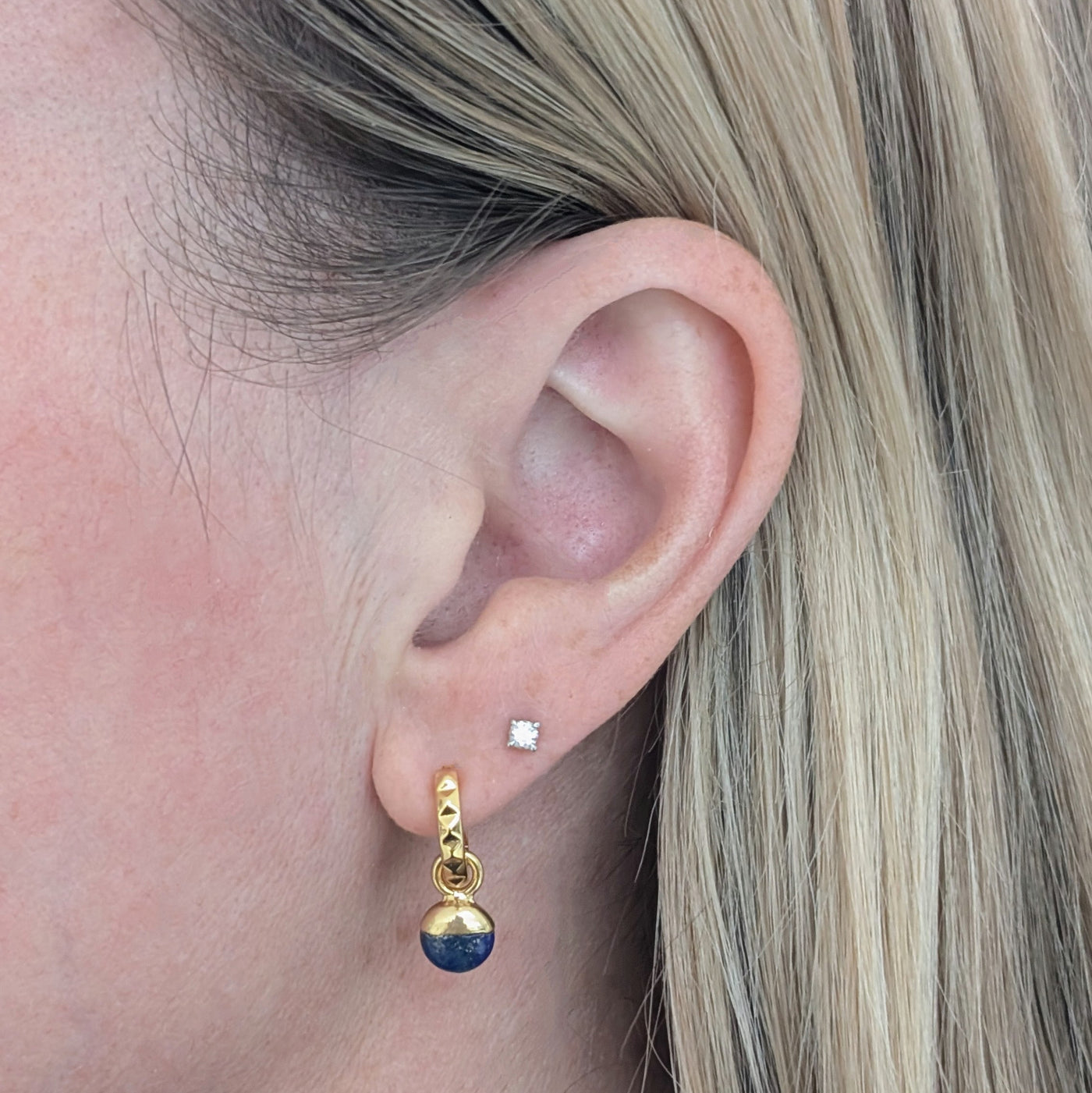 gold lapis lazuli September birthstone earrings 