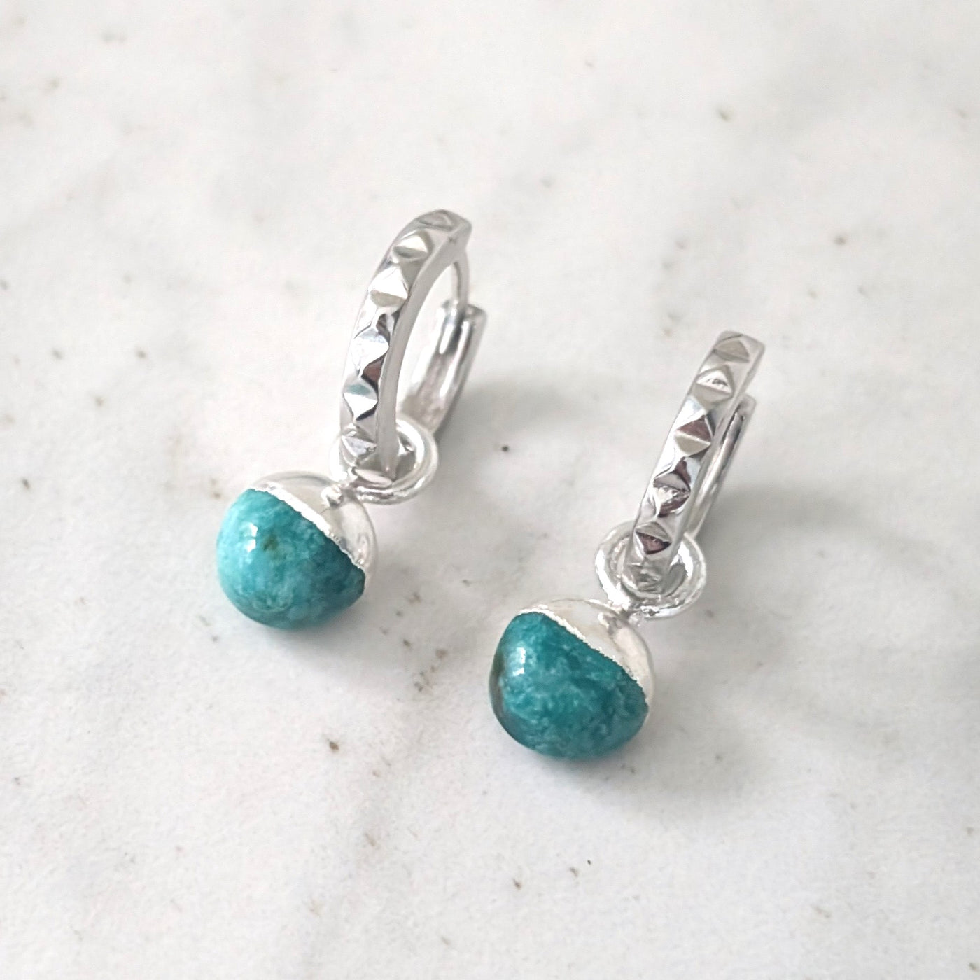 silver turquoise December birthstone earrings