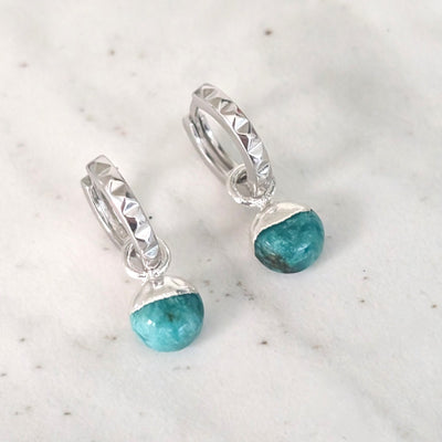 silver turquoise December birthstone earrings