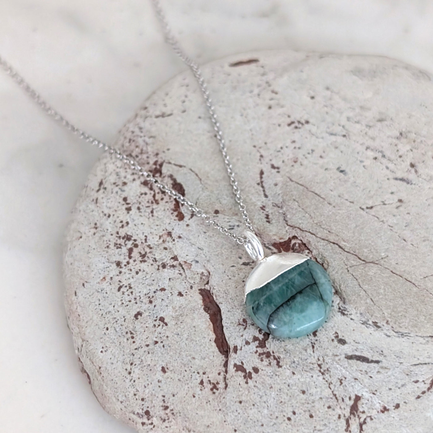 silver emerald May birthstone necklace