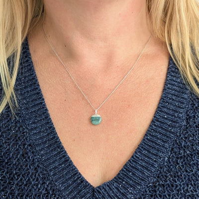 silver emerald May birthstone necklace