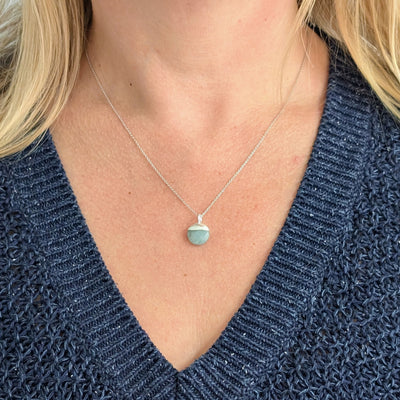 silver aquamarine March birthstone necklace 