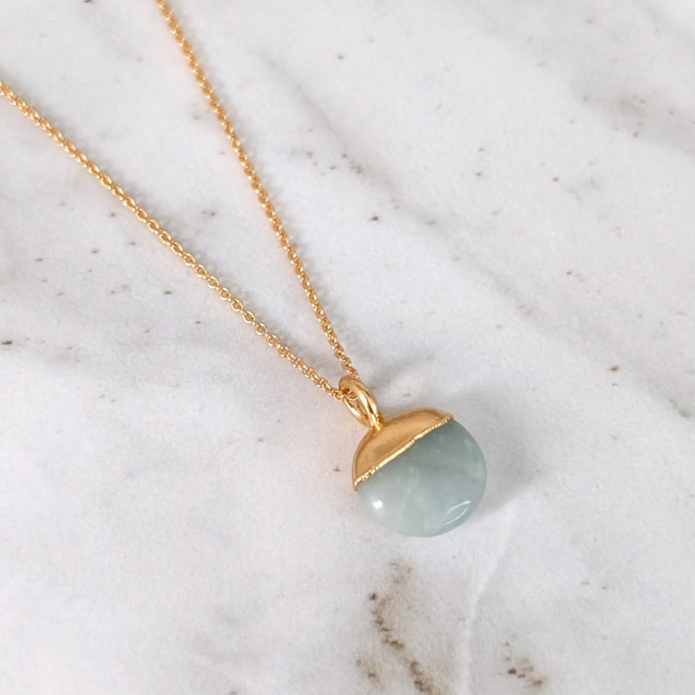 gold aquamarine March birthstone pendant necklace