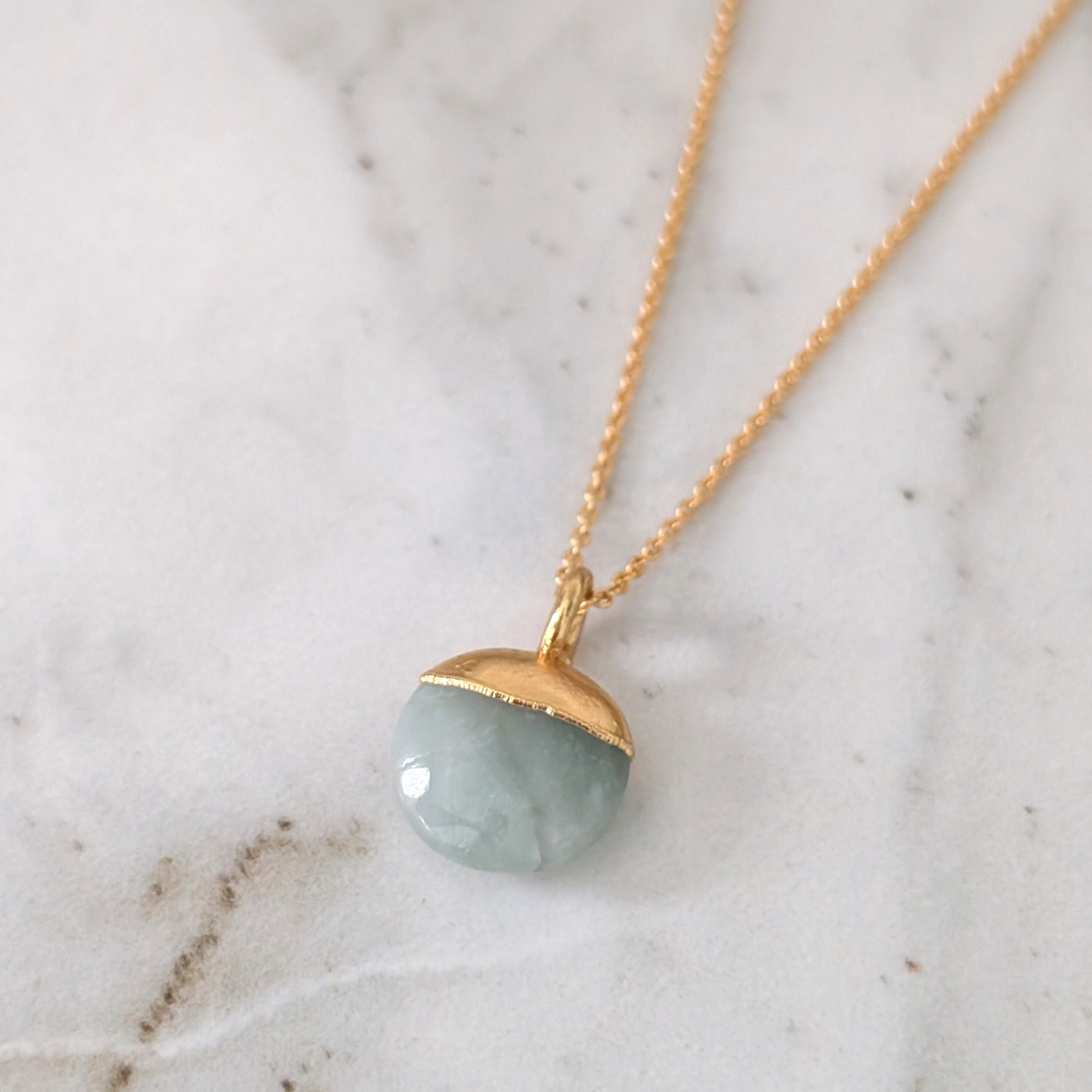 gold aquamarine March birthstone pendant necklace