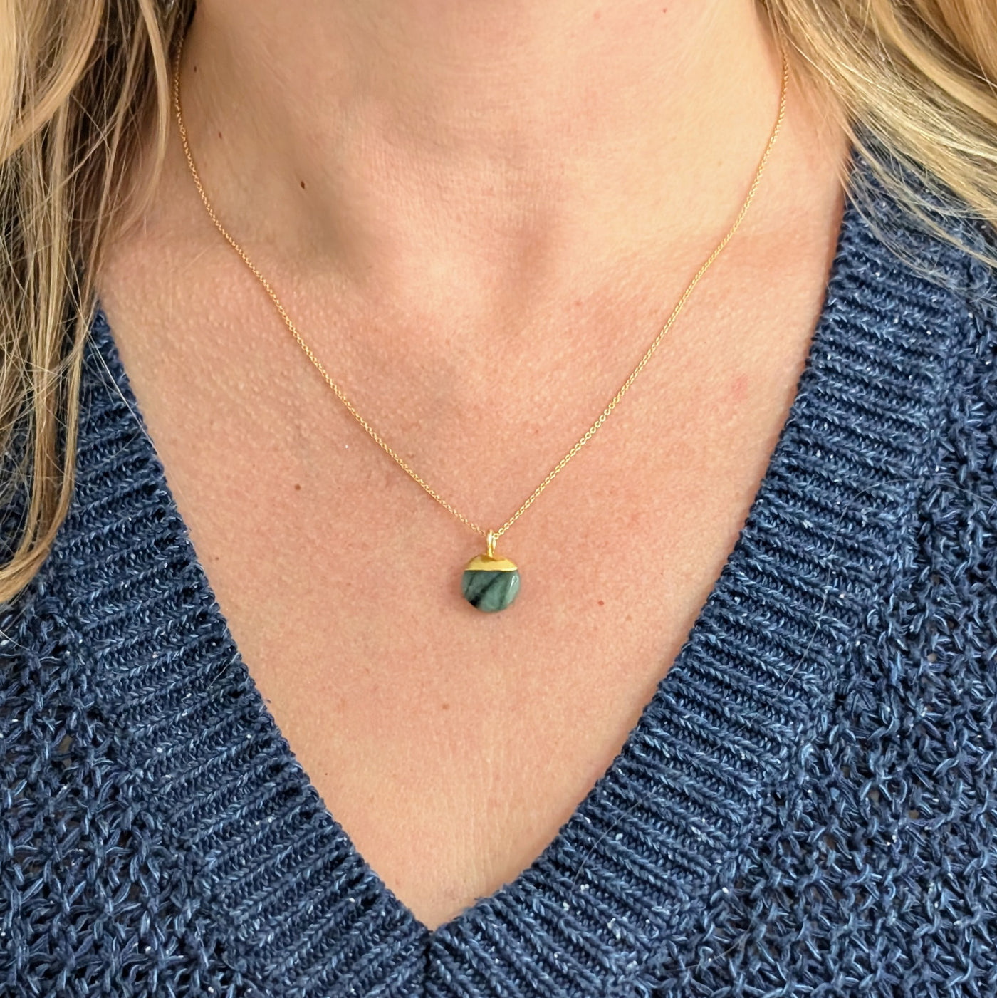 gold emerald May birthstone pendant necklace